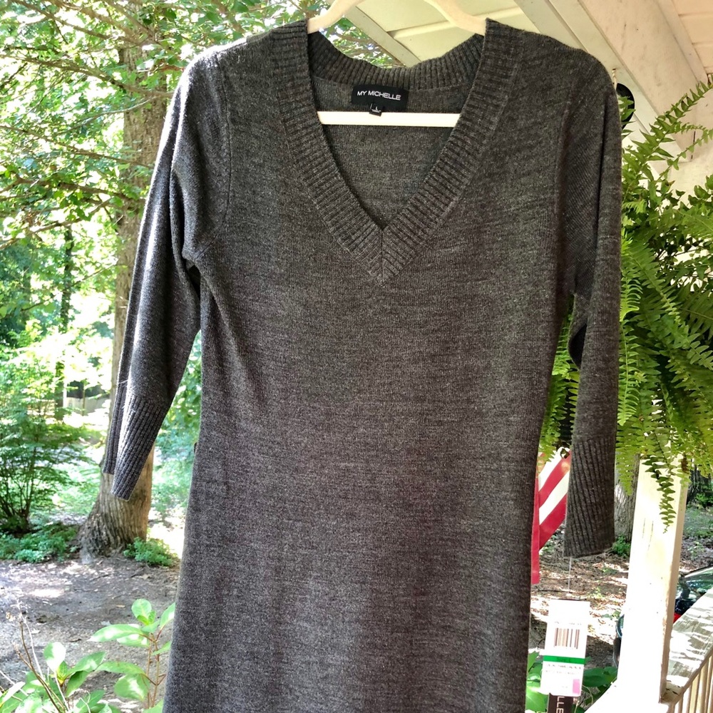 Gray sweater dress